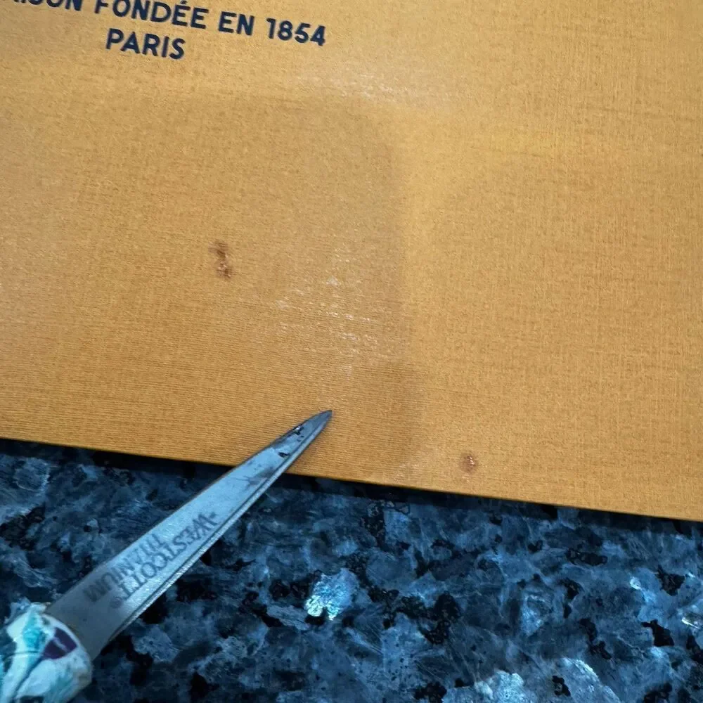 Louis Vuitton Paper Bag Orange with Blue Handles 16x13x6 + Blank Envelope